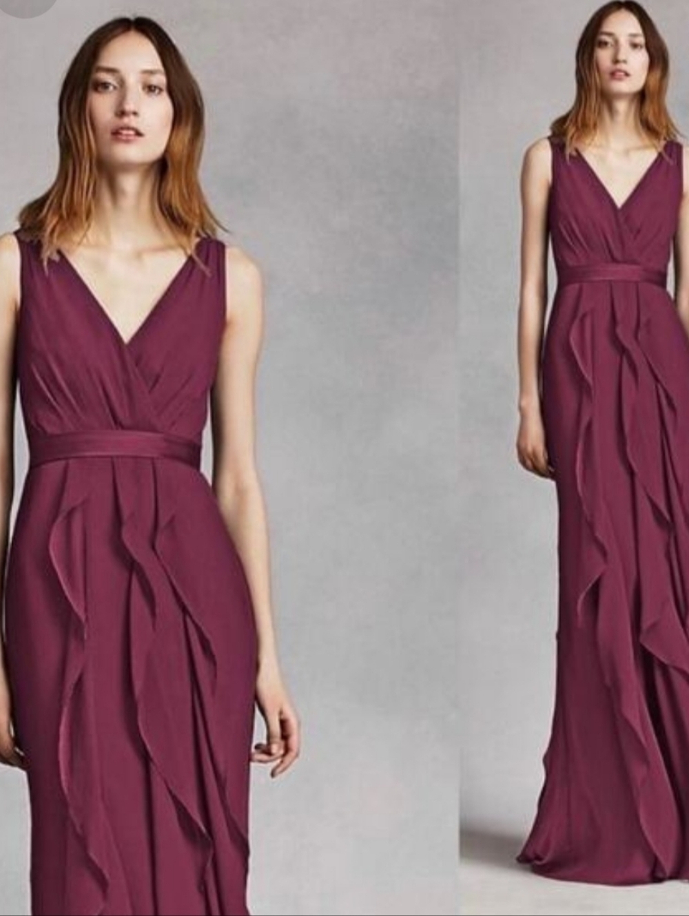 White by Vera Wang Burgundy  Evening Dress